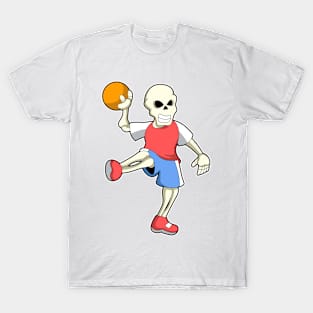 Skeleton at Handball player with Handball T-Shirt